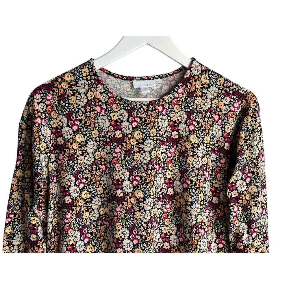 J. JILL AMELIA FLORAL PLEAT BACK EASY TEE THREE QUARTER SLEEVE TOP MULTI XSMALL - Picture 5 of 11